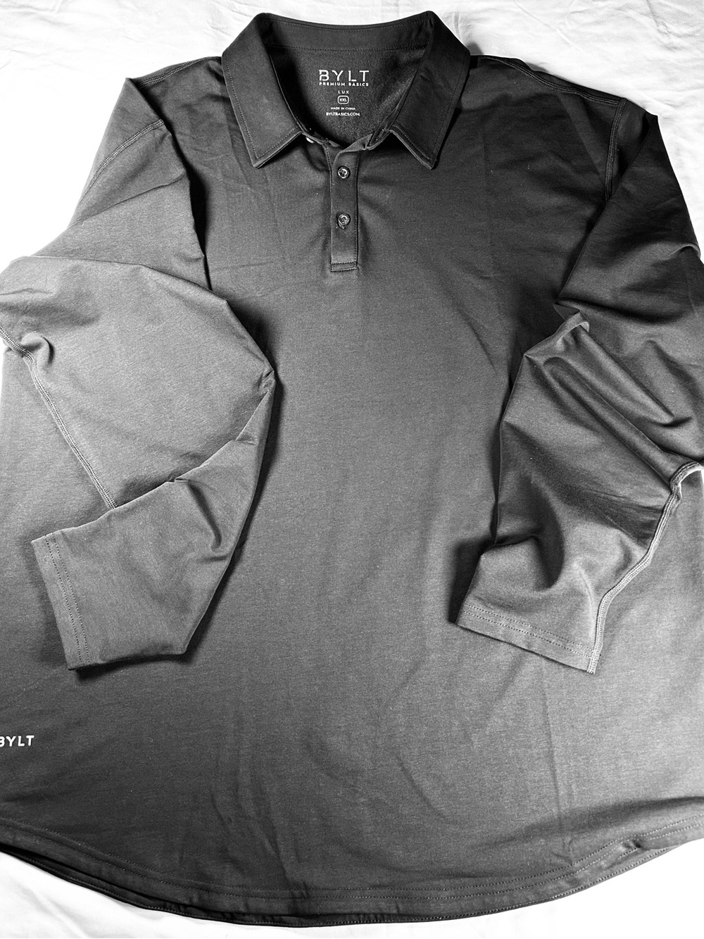 BYLT Basics Black Long Sleeve Polo Shirt